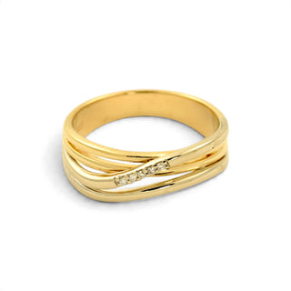 Brillantring aus 585 Gelb- und Weißgold, nachhaltiger second-hand Schmuck perfekt aufgearbeitet