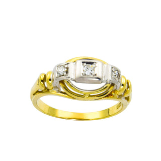 Brillantring aus 585 Gelb- und Weißgold, nachhaltiger second hand Schmuck perfekt aufgearbeitet