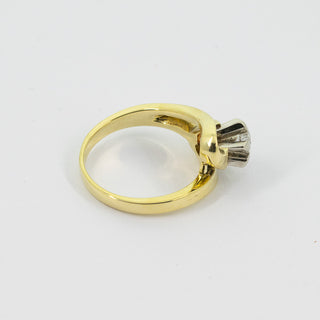 Brillantring aus 585 Gelb- und Weißgold, hochwertiger second hand Schmuck perfekt aufgearbeitet