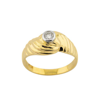 Brillantring aus 750 Gelb- und Weißgold, hochwertiger second hand Schmuck perfekt aufgearbeitet