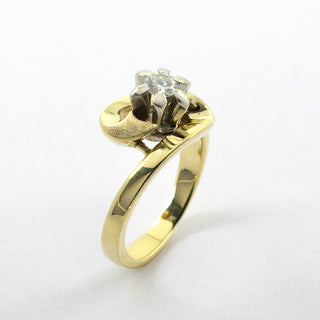 Brillantring aus 585 Gelb- und Weißgold, hochwertiger second hand Schmuck perfekt aufgearbeitet