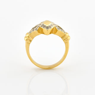 Brillantring aus 750 Gelb- und Weißgold, nachhaltiger second hand Schmuck perfekt aufgearbeitet