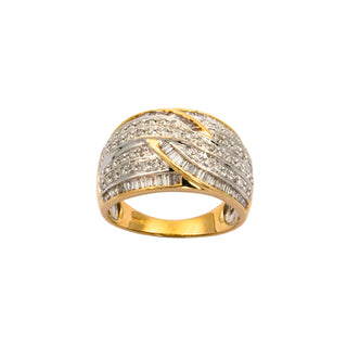 Ring aus 585 Gelb- und Weißgold mit Brillant und Diamant, nachhaltiger second hand Schmuck perfekt aufgearbeitet