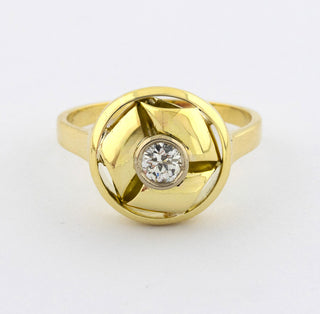 Brillantring aus 585 Gelb- und Weißgold, nachhaltiger second hand Schmuck perfekt aufgearbeitet