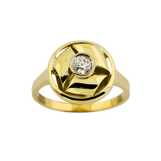 Brillantring aus 585 Gelb- und Weißgold, nachhaltiger second hand Schmuck perfekt aufgearbeitet