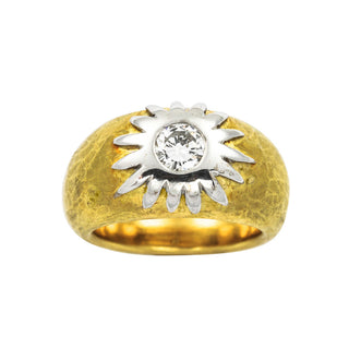 Brillantring aus 750 Gelb- und Weißgold, hochwertiger second hand Schmuck perfekt aufgearbeitet