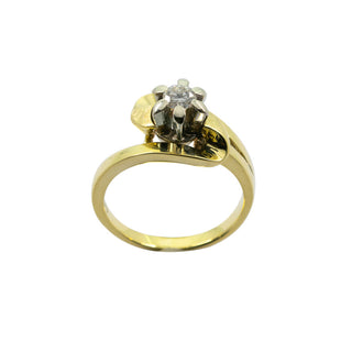 Brillantring aus 585 Gelb- und Weißgold, hochwertiger second hand Schmuck perfekt aufgearbeitet