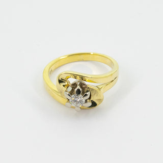 Brillantring aus 585 Gelb- und Weißgold, hochwertiger second hand Schmuck perfekt aufgearbeitet
