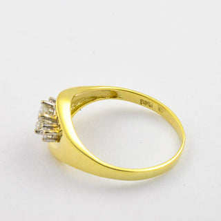 Ring aus 585 Gelb- und Weißgold mit Brillant und Diamant, hochwertiger second hand Schmuck perfekt aufgearbeitet