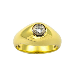 Brillantring aus 585 Gelb- und Weißgold mit Brillant, hochwertiger second hand Schmuck perfekt aufgearbeitet