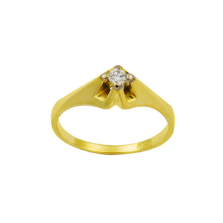 Brillantring aus 585 Gelb- und Weißgold, hochwertiger second hand Schmuck perfekt aufgearbeitet
