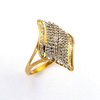 Diamantring aus 585 Gelb- und Weißgold, nachhaltiger second hand Schmuck perfekt aufgearbeitet