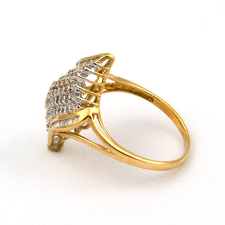 Diamantring aus 585 Gelb- und Weißgold, nachhaltiger second hand Schmuck perfekt aufgearbeitet