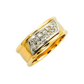 Ring aus 585 Gelb- und Weißgold mit Diamant, nachhaltiger second hand Schmuck perfekt aufgearbeitet
