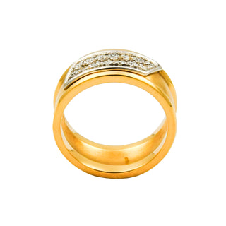 Ring aus 585 Gelb- und Weißgold mit Diamant, nachhaltiger second hand Schmuck perfekt aufgearbeitet