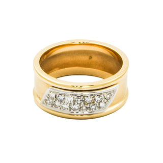 Ring aus 585 Gelb- und Weißgold mit Diamant, nachhaltiger second hand Schmuck perfekt aufgearbeitet