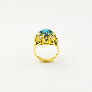 Ring aus 585 Gelb- und Weißgold mit Diamant und Zirkon, nachhaltiger second hand Schmuck perfekt aufgearbeitet