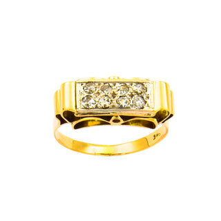 Ring aus 585 Gelb- und Weißgold mit Diamant, nachhaltiger second hand Schmuck perfekt aufgearbeitet