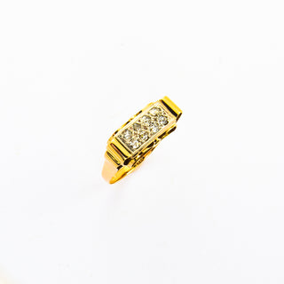 Ring aus 585 Gelb- und Weißgold mit Diamant, nachhaltiger second hand Schmuck perfekt aufgearbeitet