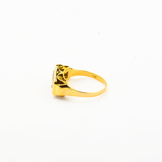 Ring aus 585 Gelb- und Weißgold mit Diamant, nachhaltiger second hand Schmuck perfekt aufgearbeitet