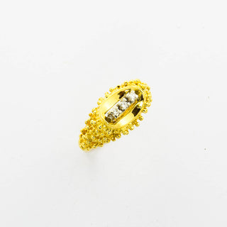 Ring aus 585 Gelb- und Weißgold mit Diamant, nachhaltiger second hand Schmuck perfekt aufgearbeitet