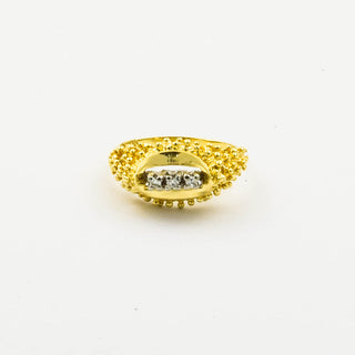 Ring aus 585 Gelb- und Weißgold mit Diamant, nachhaltiger second hand Schmuck perfekt aufgearbeitet