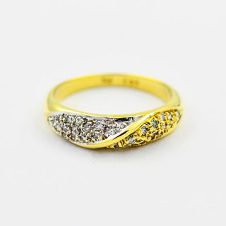 Diamantring aus 585 Gelb- und Weißgold, nachhaltiger second hand Schmuck perfekt aufgearbeitet