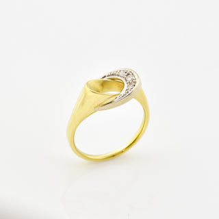 Diamantring aus 585 Gelb- und Weißgold, nachhaltiger second hand Schmuck perfekt aufgearbeitet