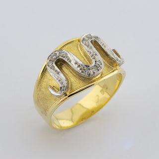 Diamantring aus 585 Gelb- und Weißgold, nachhaltiger second hand Schmuck perfekt aufgearbeitet