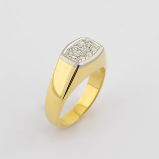 Diamantring aus 750 Gelb- und Weißgold, hochwertiger second hand Schmuck perfekt aufgearbeitet