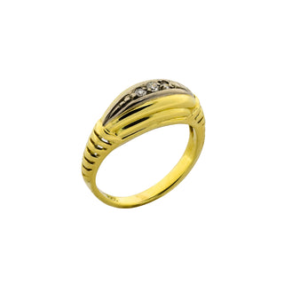 Diamantring aus 585 Gelb- und Weißgold, nachhaltiger second hand Schmuck perfekt aufgearbeitet