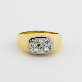 Diamantring aus 750 Gelb- und Weißgold, hochwertiger second hand Schmuck perfekt aufgearbeitet