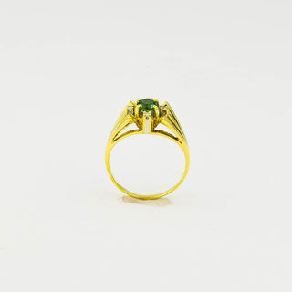 Ring aus 585 Gelb- und Weißgold mit Turmalin und Diamant, nachhaltiger second hand Schmuck perfekt aufgearbeitet