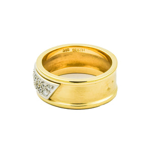 Ring aus 585 Gelb- und Weißgold mit Diamant, nachhaltiger second hand Schmuck perfekt aufgearbeitet
