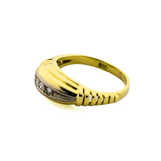 Diamantring aus 585 Gelb- und Weißgold, nachhaltiger second hand Schmuck perfekt aufgearbeitet