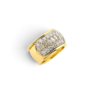 Diamantring aus 750 Gelb- und Weißgold mit Brillant, nachhaltiger second-hand Schmuck perfekt aufgearbeitet