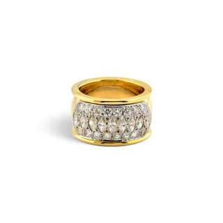 Diamantring aus 750 Gelb- und Weißgold mit Brillant, nachhaltiger second-hand Schmuck perfekt aufgearbeitet