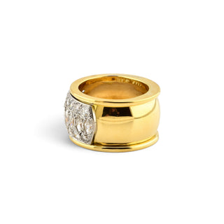 Diamantring aus 750 Gelb- und Weißgold mit Brillant, nachhaltiger second-hand Schmuck perfekt aufgearbeitet