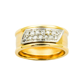 Ring aus 585 Gelb- und Weißgold mit Diamant, nachhaltiger second hand Schmuck perfekt aufgearbeitet