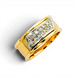 Ring aus 585 Gelb- und Weißgold mit Diamant, nachhaltiger second hand Schmuck perfekt aufgearbeitet