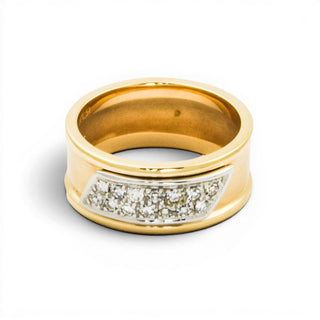 Ring aus 585 Gelb- und Weißgold mit Diamant, nachhaltiger second hand Schmuck perfekt aufgearbeitet