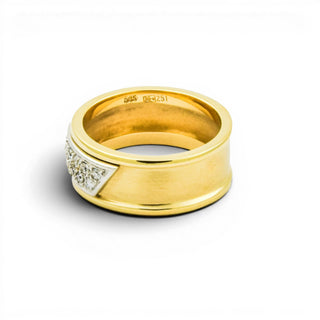 Ring aus 585 Gelb- und Weißgold mit Diamant, nachhaltiger second hand Schmuck perfekt aufgearbeitet