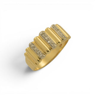 Diamantring aus 585 Gelb- und Weißgold, nachhaltiger second hand Schmuck perfekt aufgearbeitet