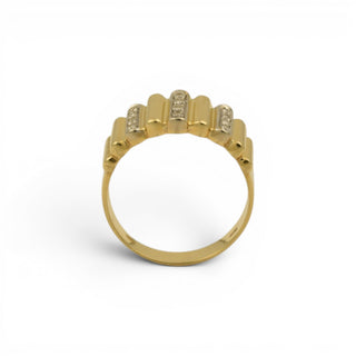 Diamantring aus 585 Gelb- und Weißgold, nachhaltiger second hand Schmuck perfekt aufgearbeitet
