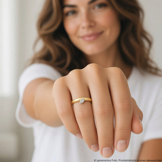 Diamantring aus 750 Gelb- und Weißgold, nachhaltiger second-hand Schmuck perfekt aufgearbeitet