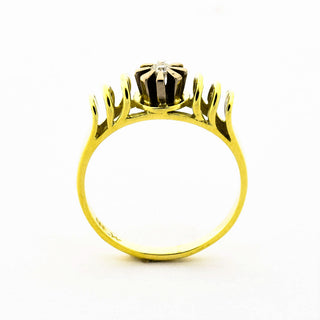 Diamantring aus 585 Gelb- und Weißgold, nachhaltiger second hand Schmuck perfekt aufgearbeitet