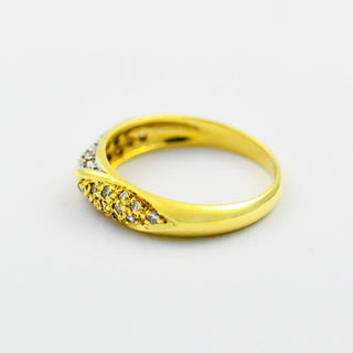 Diamantring aus 585 Gelb- und Weißgold, nachhaltiger second hand Schmuck perfekt aufgearbeitet