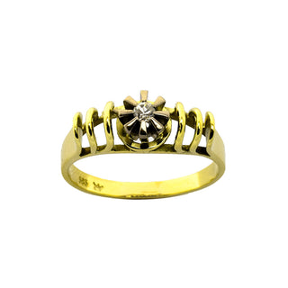 Diamantring aus 585 Gelb- und Weißgold, nachhaltiger second hand Schmuck perfekt aufgearbeitet