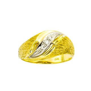 Ring aus 585 Gelb- und Weißgold mit Diamant, nachhaltiger second hand Schmuck perfekt aufgearbeitet