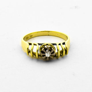 Diamantring aus 585 Gelb- und Weißgold, nachhaltiger second hand Schmuck perfekt aufgearbeitet